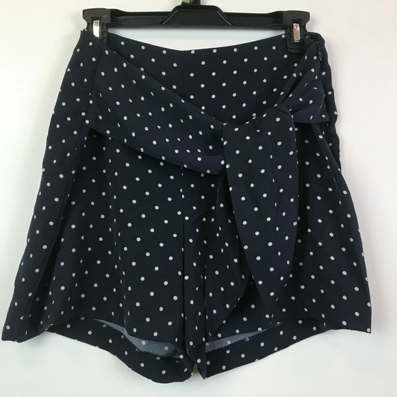 Bar III 4 Navy Polka Doted Tie Waist Shorts 3Y82 - Picture 2 of 4